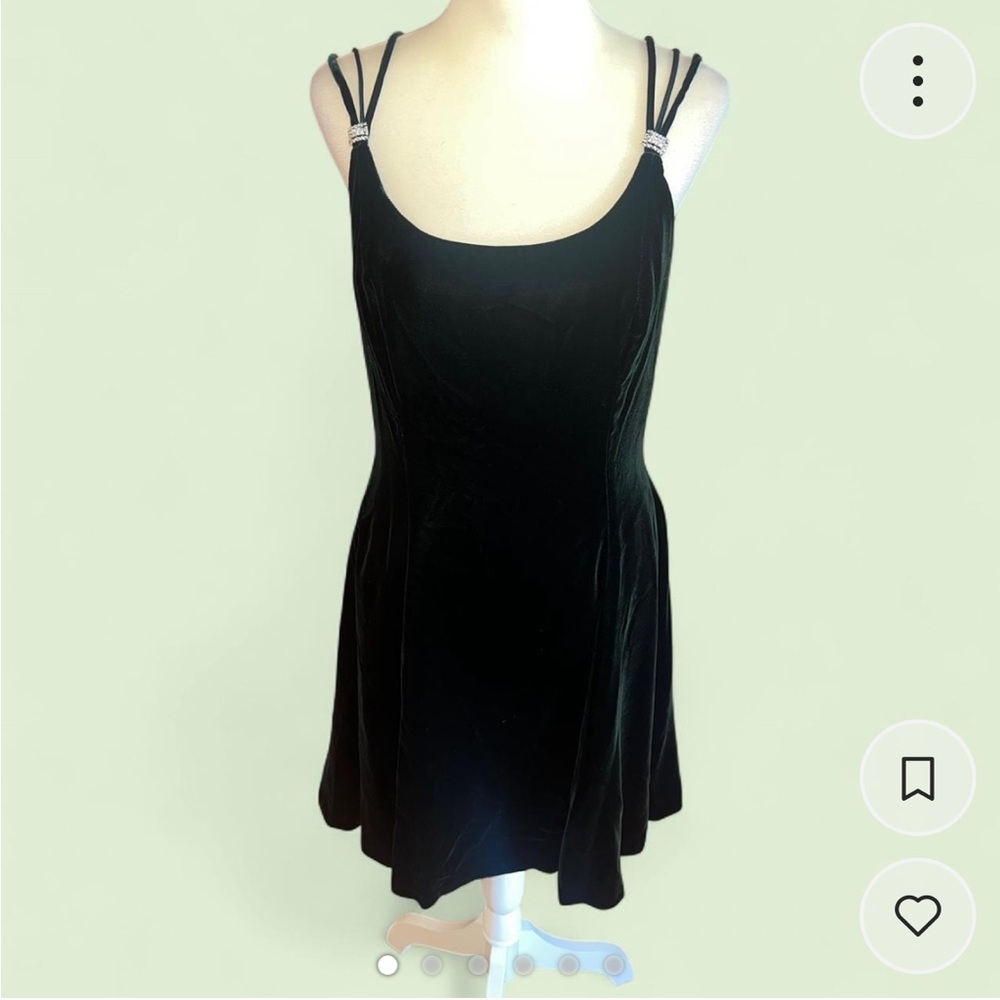 Rimini Dark green velvet 80s/90s mini dress crystal accent Size 12 #grunge